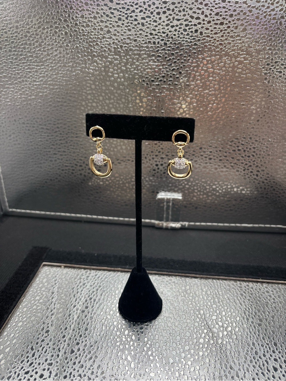 Gold-Tone Drop Hoop Earrings with Sparkling Cubic Zirconia